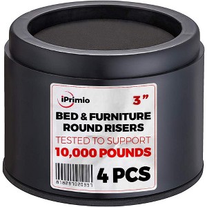 iPrimio 3'' Heavy Duty Round Bed Risers To Lift Up to 10000lbs- Pack of 4, Black - 1 of 4