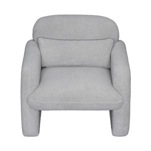 Vynxaria 22.8 Inch Modern Minimalist Accent Chairs, Gray Teddy Fleece Chairs with Armrests and Pillow, Ideal for Living Room & Bedroom - 1 of 4