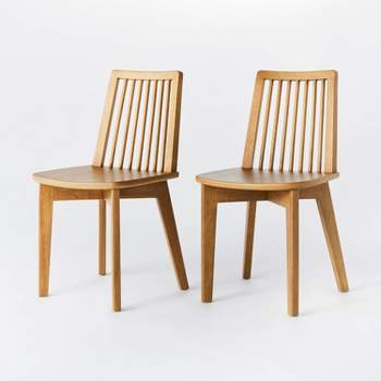 2pk Linden Modified Windsor Wood Dining Chair Natural - Threshold™ designed with Studio McGee