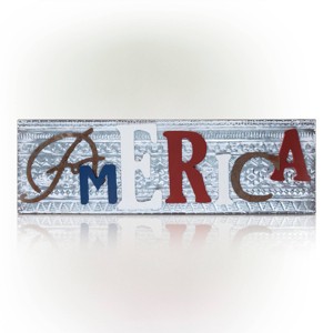 Wood and Metal America Wall Decor - Alpine Corporation: Indoor/Outdoor Patriotic Art, 24x16" - 1 of 4