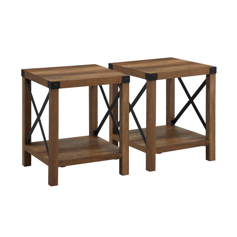 Set of 2 Sophie Rustic Farmhouse X Frame Side Tables - Saracina Home, 4 of 12