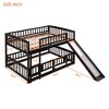 NicBex Bunk Bed with Slide,Low Loft Bed with Fence and Ladder for Toddler Kids Teens,White/Gray/Espresso - 3 of 4