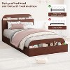 Twin Size Bed Frame, Wooden Beds with Storage Headboard and Raised-Foodboard for Kid, Low Platform Bed for Bedroom, Sturdy Wooden Slats Support - 4 of 4