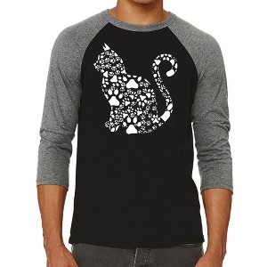 LA Pop Art Cat Claws - Men's Raglan Baseball Word Art T-Shirt - 1 of 4