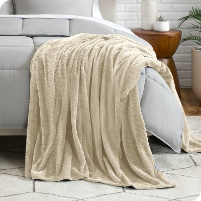 Chevron Oyster Microplush Fleece Throw Blanket