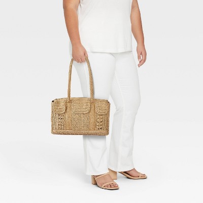 A New Day Straw Satchel Tote Bag - A New Day™ Natural — фото 2