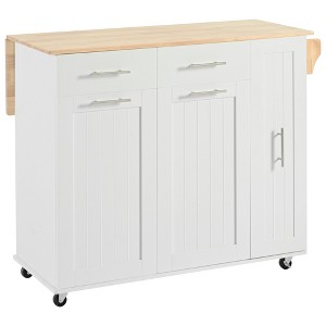 CLIHOME Kitchen Storage Cart with 3 Tier Pull Out Cabinet Organizer, Rolling Kitchen Island on Wheels with Towel Rack, 2 Drawers - 1 of 4