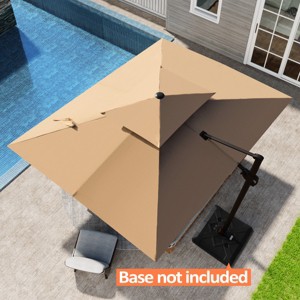 Pellebant 9'X10.5' Double Top Cantilever Umbrella Outdoor 360° Rotation 6 Heights Adjustable Offset Umbrella with Metal Pole Cantilever Patio Umbrella - 1 of 4