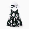 PATPAT Baby Girl Dresses Infant Sleeveless Bow Floral Summer Dress Casual Party Dress With Headband - 2 of 4