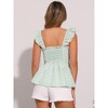 INSPIRE CHIC Women's Summer Square Neck Sleeveless Plaid Gingham Peplum Top - 3 of 4