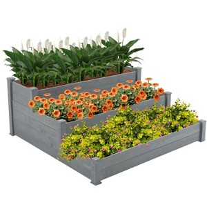 Kelly 3-tier Wooden Garden Bed, Raised Patio Flower Box, Outdoor Furniture - The Pop Home - 1 of 4