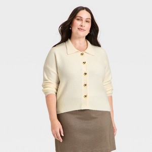 Women's Long Sleeve Heart Button Cardigan Sweater - A New Day™ - 1 of 3