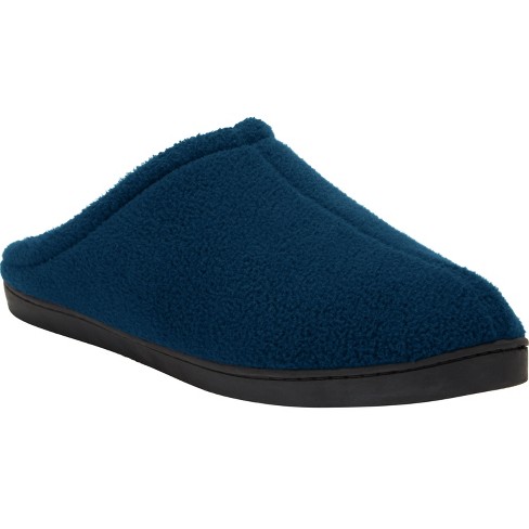 KingSize Men's Wide Width Fleece Clog Slippers - Big - 12 W, Navy Blue