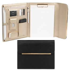 Blu Monaco Professional Padfolio for Women – Vegan Leather Portfolio Organizer with Gold Accents, Available in Multiple Colors and Closure Styles - 1 of 4
