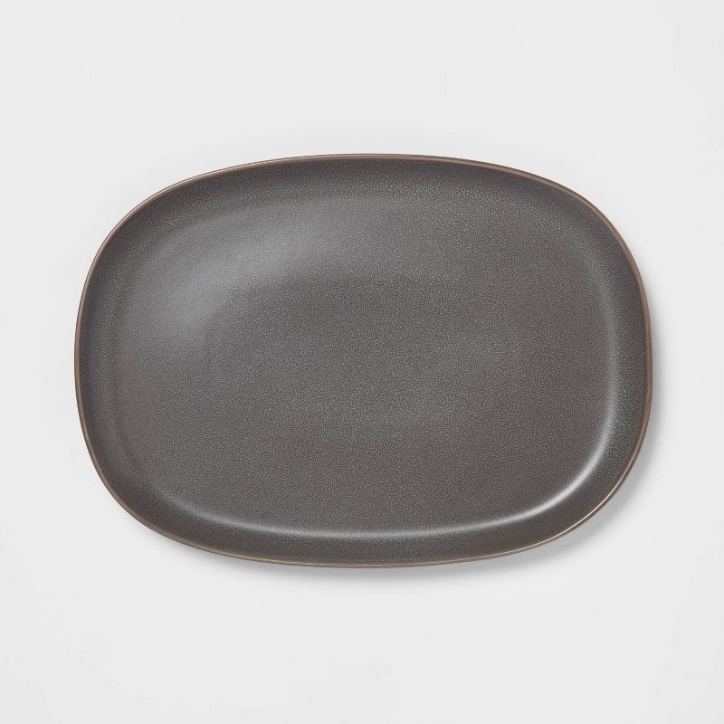15&#34;x10&#34; Stoneware Tilley Serving Platter Bronze - Threshold&#8482;, 4 of 5