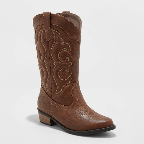 Kids' Montana Zipper Western Boots - Cat & Jack™ Brown 13 : Target