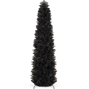 Best Choice Products Black Artificial Holiday Christmas Pencil Tree w/ Metal Base - 1 of 4