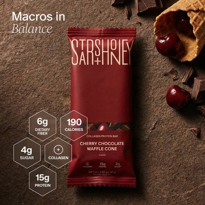 Stars + Honey Collagen Cherry Chocolate Waffle Cone Protein Bars - 15g Protein - 8.3oz/5pk