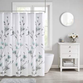 Anise Floral Printed Burnout Shower Curtain