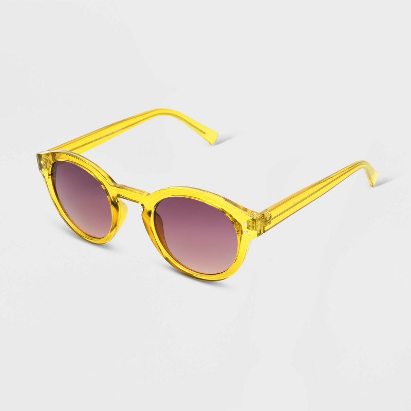 Women&#39;s Shiny Plastic Round Sunglasses with Gradient Lenses - Universal Thread&#8482; Yellow, 3 of 4