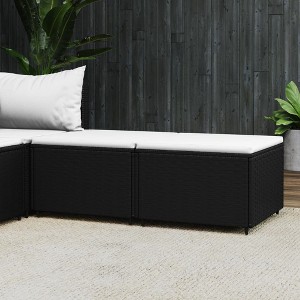 vidaXL Patio Footrests with Cushions 2 pcs Black Poly Rattan - 1 of 4
