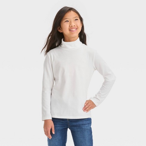 Girls' Long Sleeve Turtleneck T-shirt - Cat & Jack™ White Xl : Target