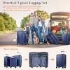 FONTOI 3pcs Stylish Luggage Set 20/24/28 Inch Suitcases Travel Large Suitcase with Wheels Rolling Luggage Hard Sided Luggage for Business, Blue - 4 of 4