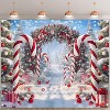 10x8ft Merry Christmas Cane Candy Photography Backdrop Winter Snow Scene Xmas Tree Background - 2 of 4