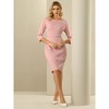 Hobemty Women's 3/4 Sleeve Work Boat Neck Elegant Business Sheath Dresses - 2 of 4
