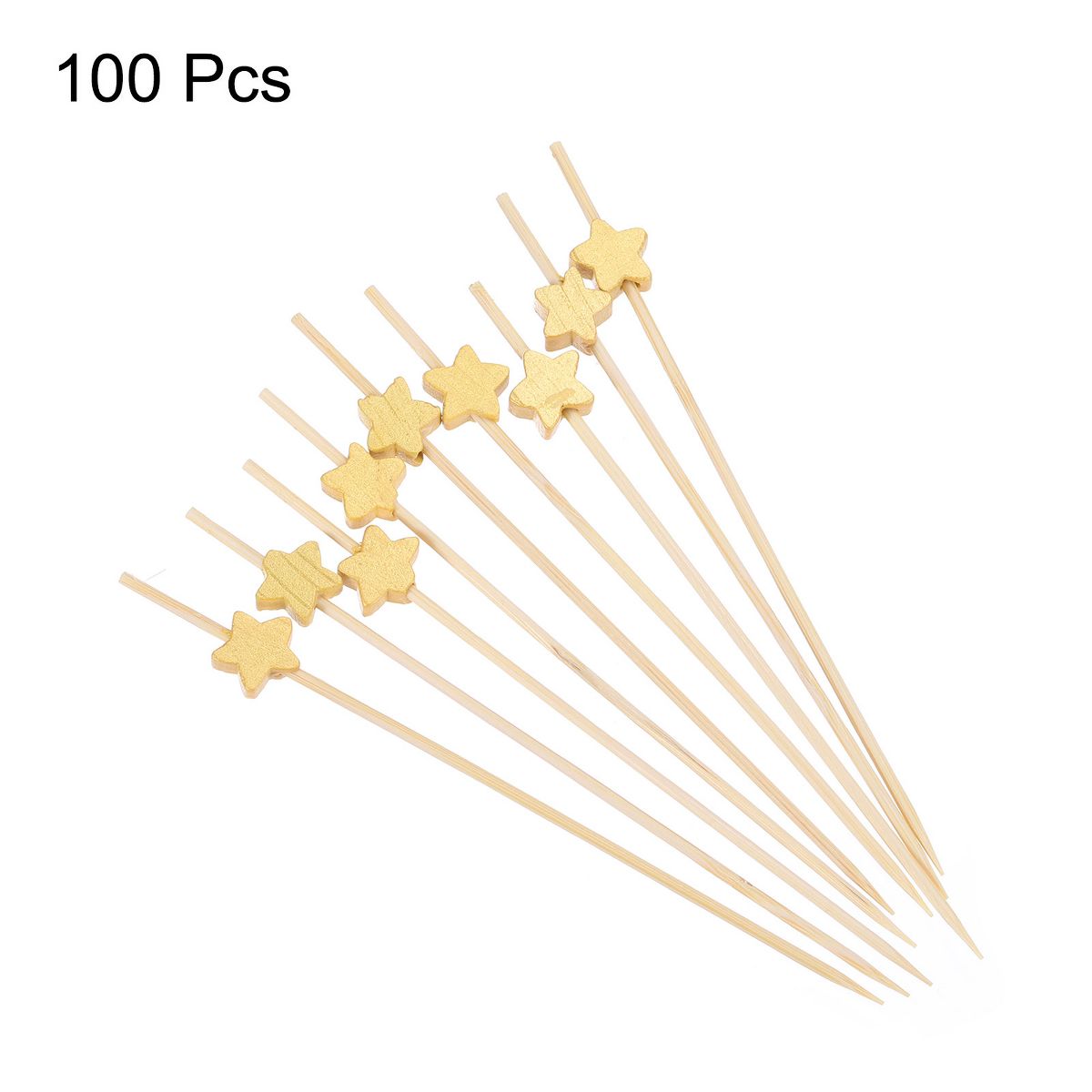 Unique Bargains Disposable Star Bamboo Fruit Decorative Cocktail Picks 100 Pcs - thumbnail 3