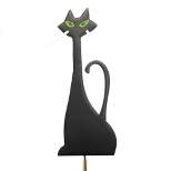 Halloween Tall Black Cat  -  One Yard Stake 36 Inches -  Free Standing Or Stake  -  F22017  -  Metal  -  Black