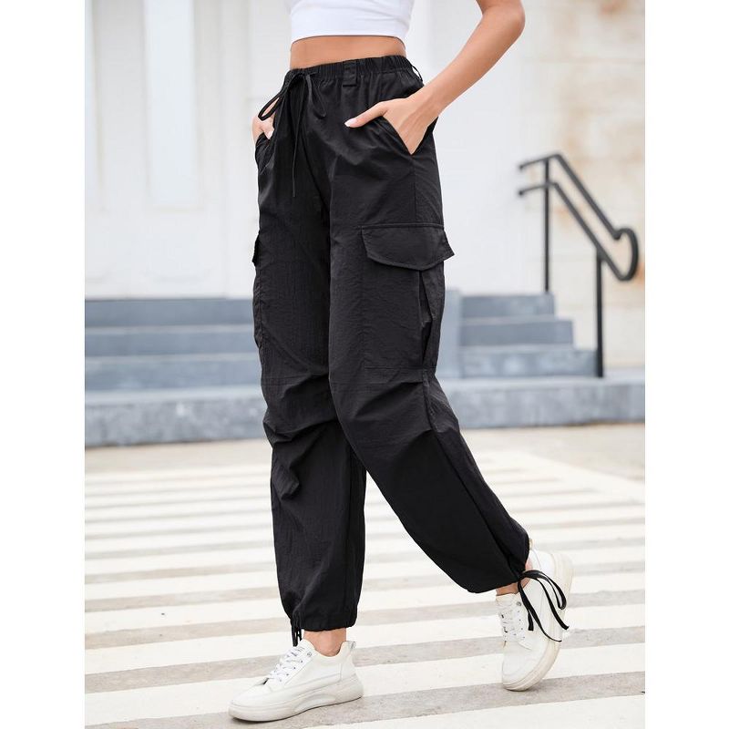 Whizmax Cargo Jogger Parachute Pants For Women Casual Baggy Low  Waist Drawstring Light Y2K Pants, 4 of 7