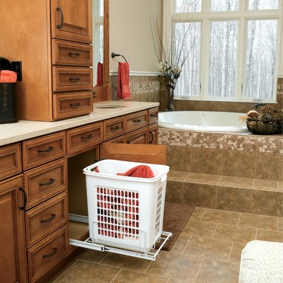White Polymer Pullout Laundry Hamper with Full Extension Slides