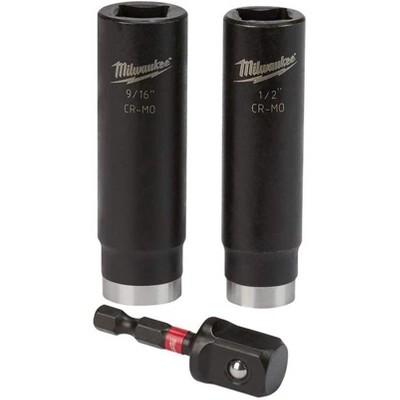 Milwaukee 49-66-4485 SHOCKWAVE Impact Socket 1/2in Drive SAE DP 6 Point Tool 3 Piece Set