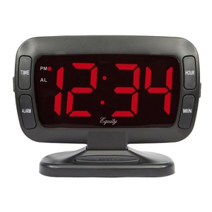 Equity Digital 1.8-In. Red-LED Adjustable-Tilt Alarm Clock with Dimmer Switch and Battery Backup, 30016 in Black - 1 of 4