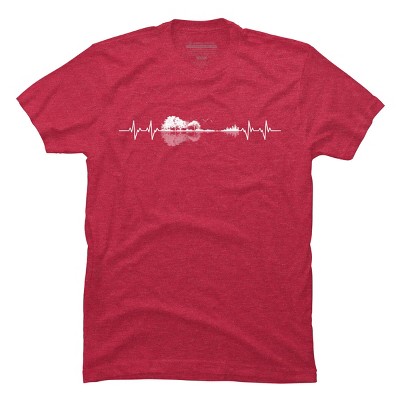 Men's Design By Humans Nature Guitar Heart Beat By Maryedenoa T-Shirt