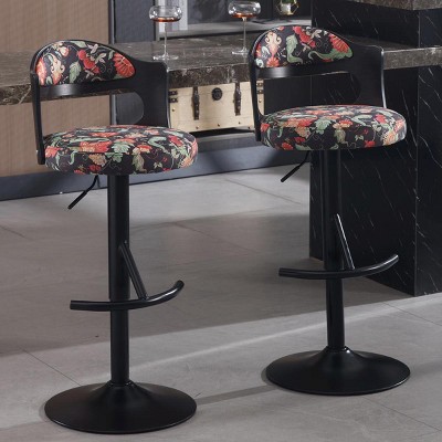 NicBex Set of 2 Swivel Adjustable Height Bar Stools,Modern Bar Chair with Solid Wood Backrest for Dining Room,Kitchen,Counter,Black