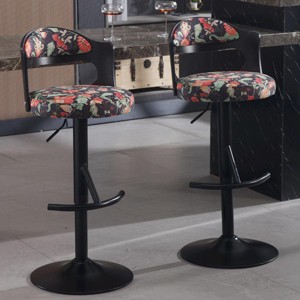 NicBex Set of 2 Swivel Adjustable Height Bar Stools,Modern Bar Chair with Solid Wood Backrest for Dining Room,Kitchen,Counter,Black - 1 of 4