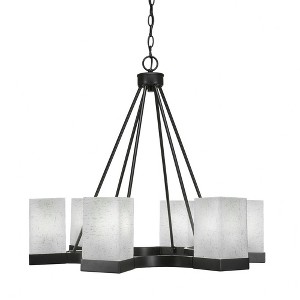 Toltec Lighting Nouvelle 6 - Light Chandelier in  Espresso with 4" Square White Muslin Shade - 1 of 1