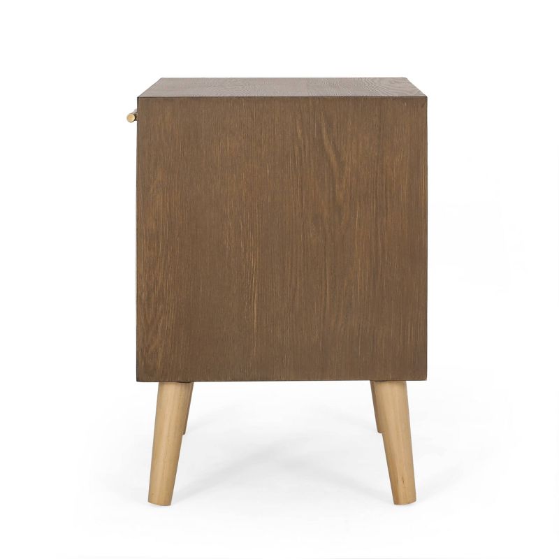 Hulett Contemporary End Table with Storage Walnut/Natural/Antique Gold - Christopher Knight Home, 6 of 13