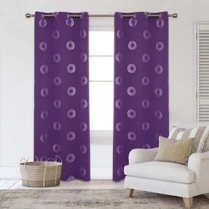Deconovo Concentric Circles Room Darkening Curtains, 2 Panels - 1 of 4