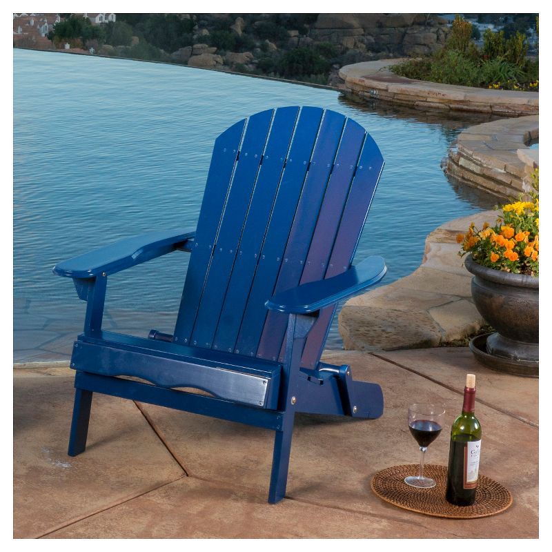 Hayle Reclining Wood Adirondack Chair with Footrest - Blue - Christopher Knight Home, 5 of 7