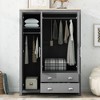 Vynxaria Three-Door Storage Wardrobe with Cabinets and Two Hanging Rods in Gray - Stylish and Functional Bedroom Storage Solution - 2 of 4