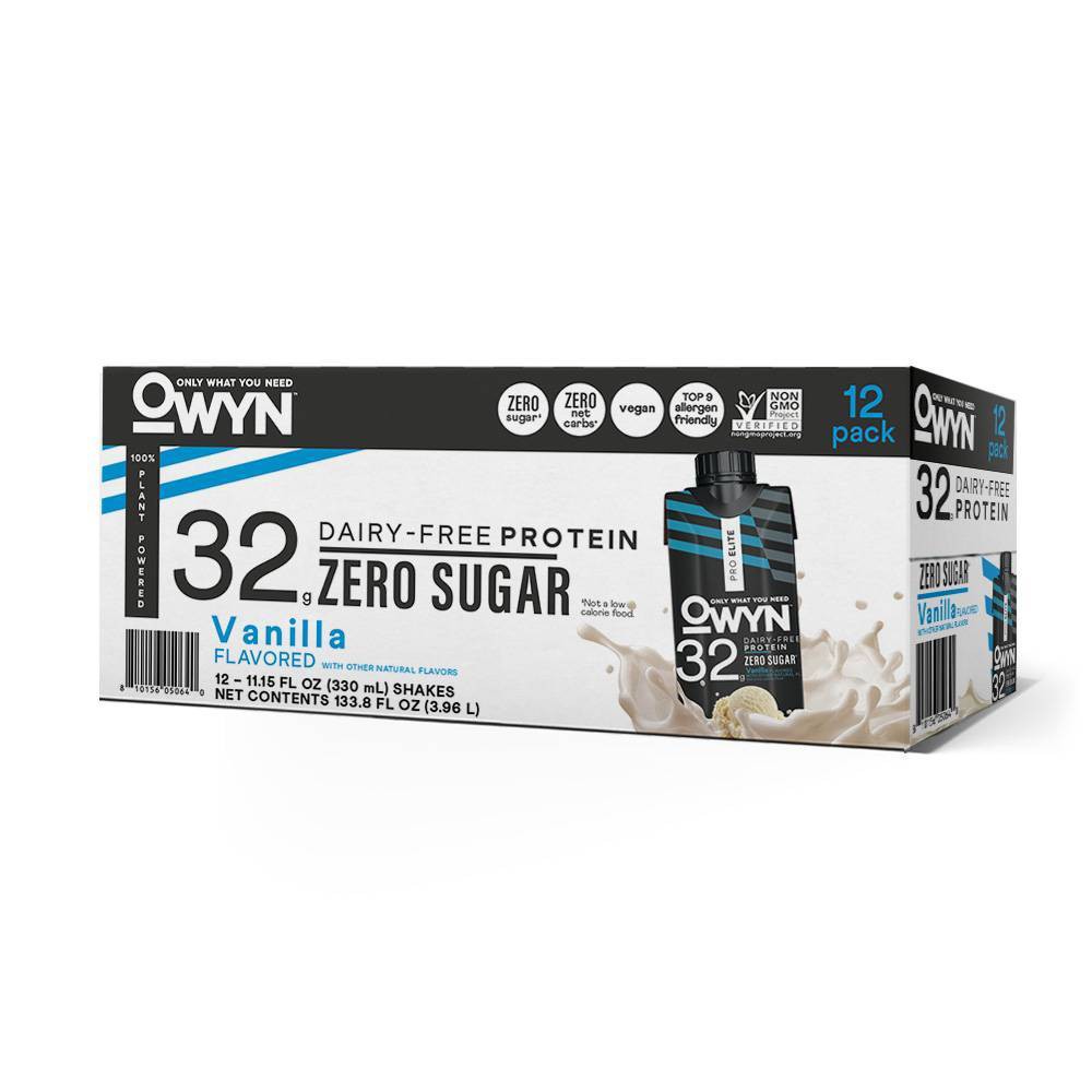 OWYN Vanilla Pro Elite Ready To Drink Protein Shake - 12pk/133.8 fl oz: Certified Gluten-Free, Vegan, Sugar-Free