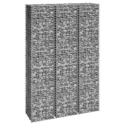 vidaXL Gabion Raised Bed Silver Iron 11.8 x 11.8 x 19.7 in