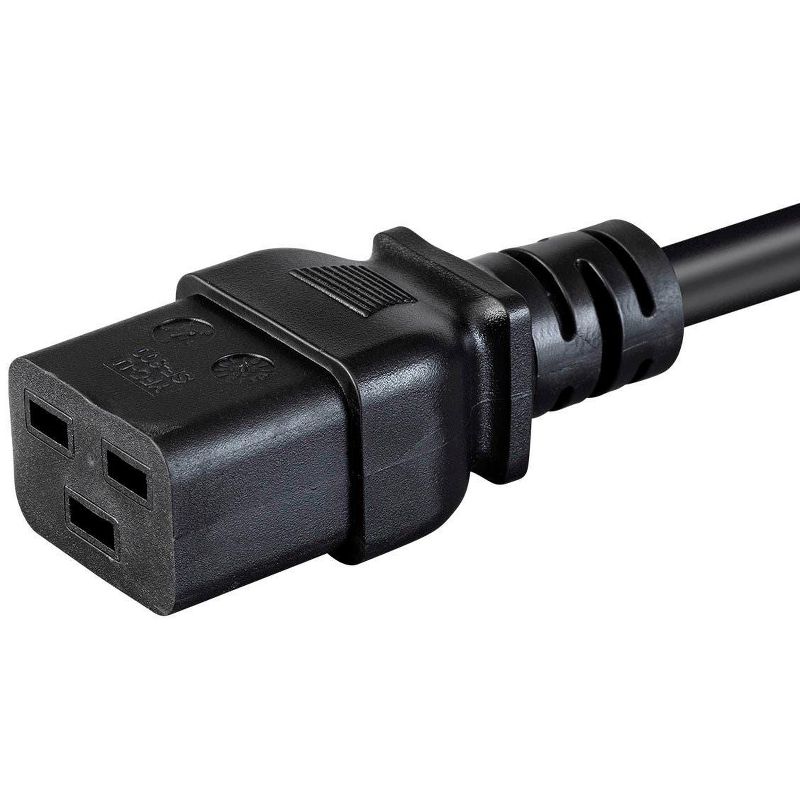 Monoprice Heavy Duty Computer Power Cord - 15 Feet - Black | NEMA 5-15P to IEC 60320 C19, 14AWG, 15A, SJT, 125V, For Powering Computers, Servers, 3 of 7