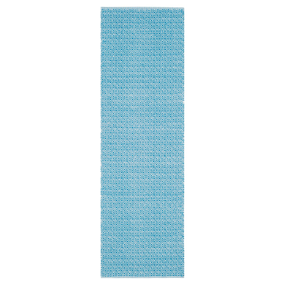 Blue Geometric Design Flatweave Woven Runner 2'3inx7' - Safavieh