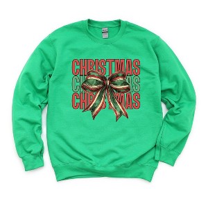 Simply Sage Market Women's Graphic Sweatshirt Coquette Christmas Stacked - 1 of 4