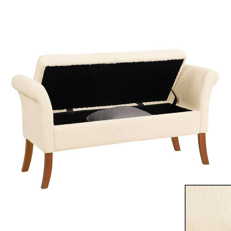 Breighton Home Designs4Comfort Garbo Faux Shearling Storage Bench Creme, 4 of 7