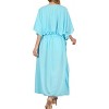 LA LEELA Women's Vacation Summer Holiday Beach Casual Dailywear Loungewear Plus Size Caftan Maxi Mumu Slit Dresses 2X-3X Blue, Solid - image 3 of 3